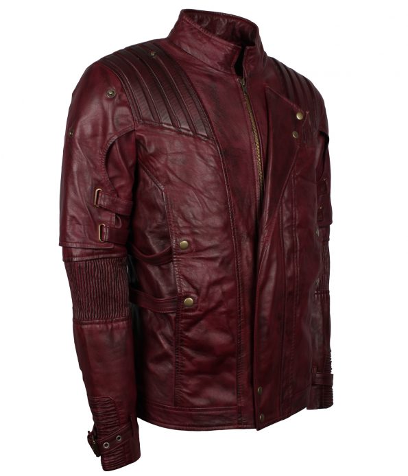 Guardians of The Galaxy Star Lord Red Maroon Men Biker Leather Jacket Cosplay Costume