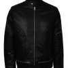 Men Bomber Diamond Quilted Brown Waxed Leather Jacket