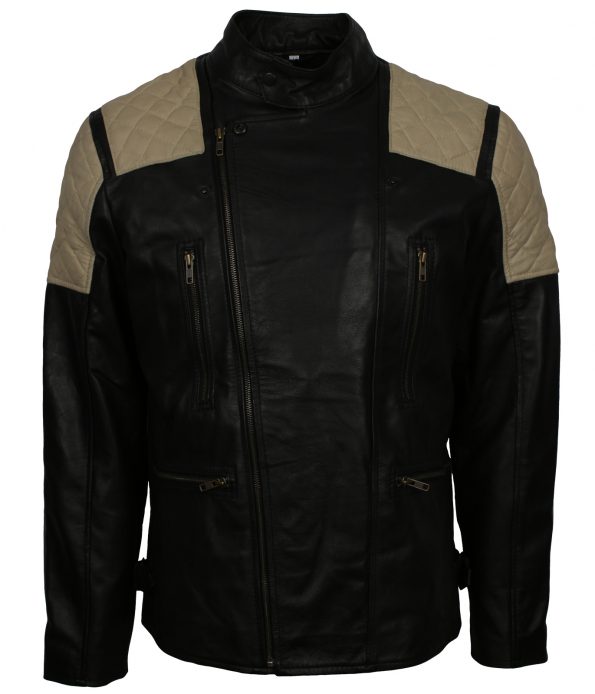 Men Classic Mayhem Stripe Black Leather Jacket