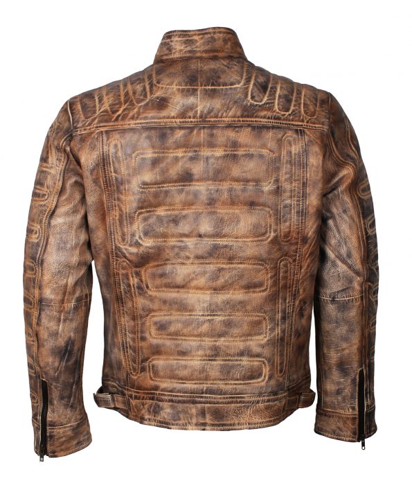 Men David Beckham Custom Brown Waxed Leather Jacket