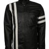 Men Retro Gray Waxed Designer Motorcyle Leather Jacket