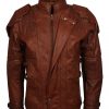 Men Classic Brando White Waxed Custom Motorcycle Leather Jacket