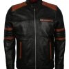 Men Retro Zipper Custom Black Biker Leather Jacket