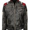Men Retro Dragon Skin Brown Motorcycle Leather Jacket