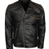 Warrios Men Black Motorcyle Leather Hallowen Vest
