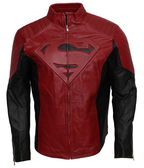 Men SuperMan Red Leather Jacket