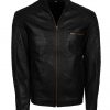 Mens Classic Marlon Brando Quilted Boda Biker Double zipper Black Motorcycle Leather Jacket europe