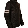 Men David Beckham Custom Brown Waxed Motorcycle Leather Jacket