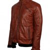 Mens Classic Diamond Quilted Brando Brown Motorcycle Leather Jacket europe