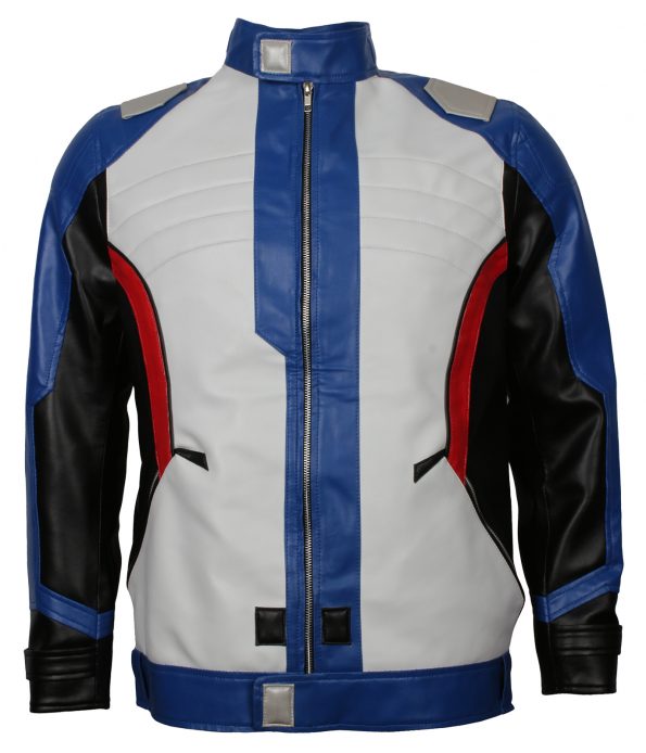 OverWatch Soldier 76 Men Multicolor White Leather Jacket