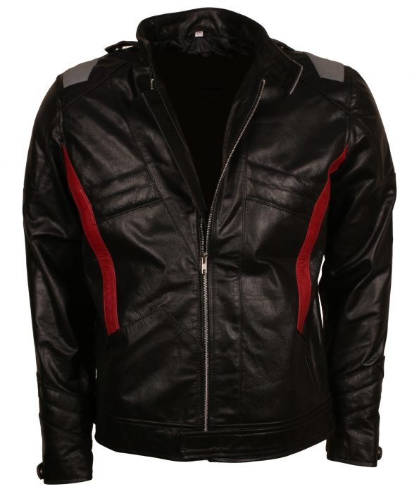 Overwatch Soldier 76 Mens Black Designer Leather Motorcycle Jacket Costume biker outfit