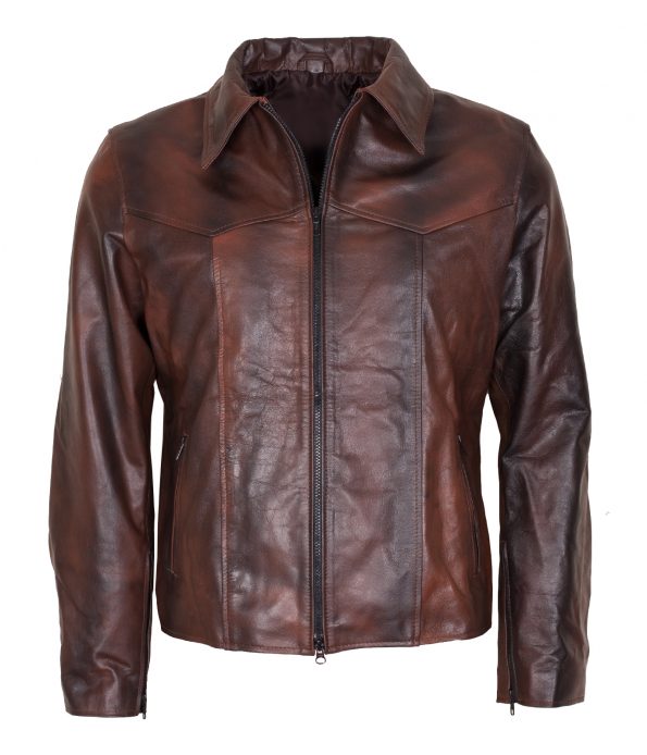 X Men Wolverine Brown Waxed Leather Jacket
