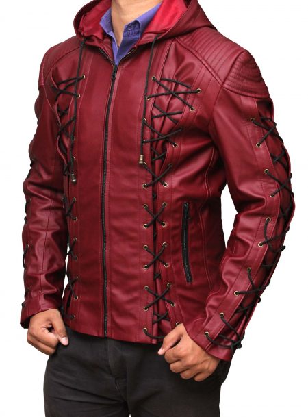 Arsenal Red Arrow Hooded Leather Jacket