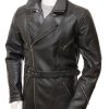 Natural Black Distressed 3 4 Length Leather Coat