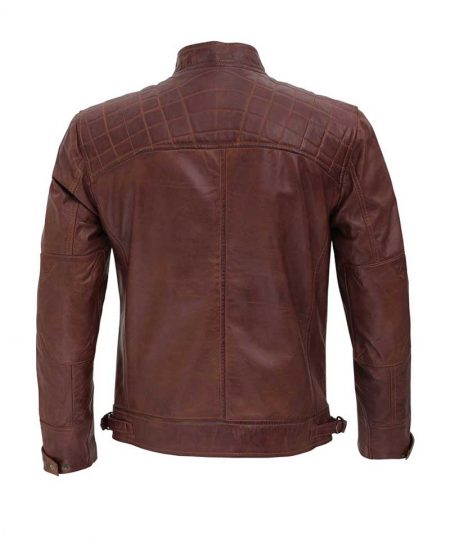 Distressed Brown Leather Jacket for Men - Premium Lambskin Leather