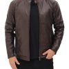Gordon Mens Two Pockets Waxed Brown Leather Jacket
