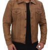 Mens Real Leather Brown Trucker Jacket
