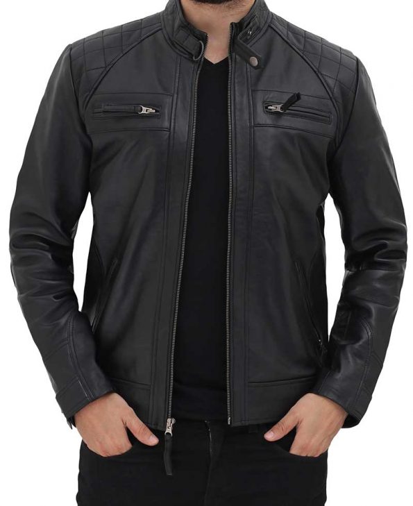 Johnson Black Leather Jacket for Men