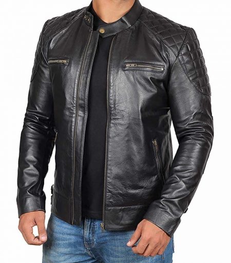 Dover Real Lambskin Mens Black Leather Jacket