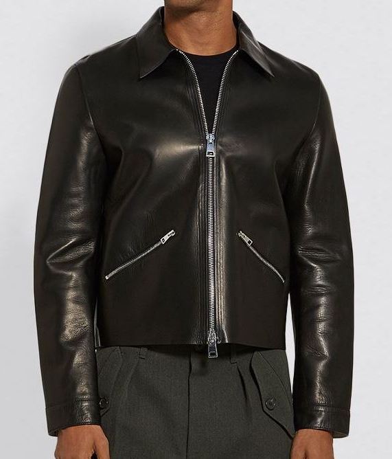 Mens Real Black Leather Jacket