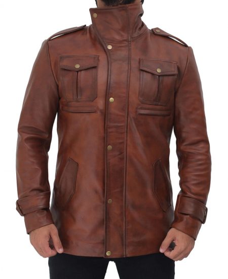 Giltner Brown 3 4 Length Leather Coat Mens