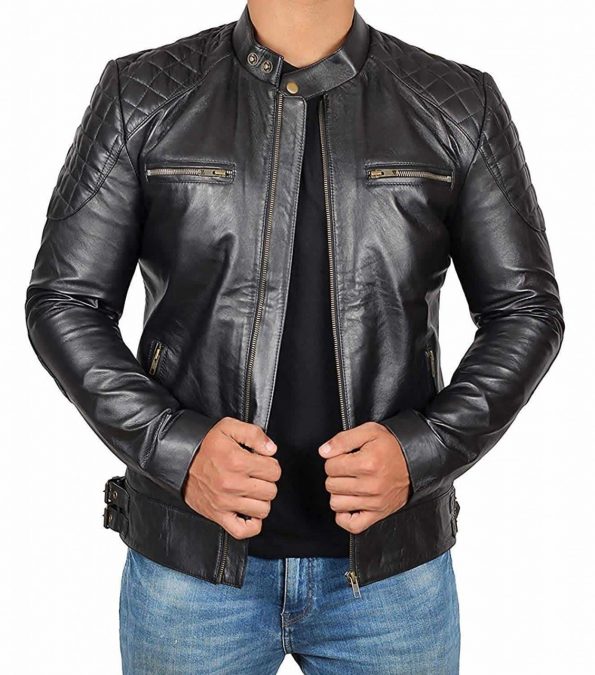 Dover Real Lambskin Mens Black Leather Jacket