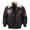 Ernest Bomber Distressed Dark Brown Waxed Leather Jacket