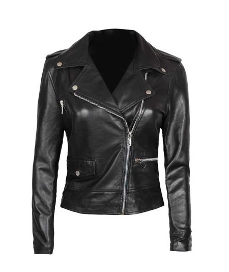 Amber Asymmetrical Moto Black Leather Jacket