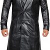 Shelby Mens Four Pocket Black 3 4 Length Leather Coat