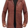 Men's Full Double Breasted Leather Coat