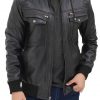 Ernest Bomber Distressed Dark Brown Waxed Leather Jacket