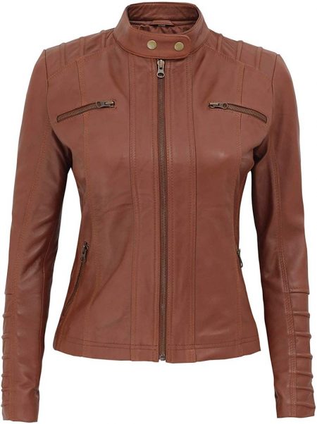 Aversa Womens Brown Leather Jacket