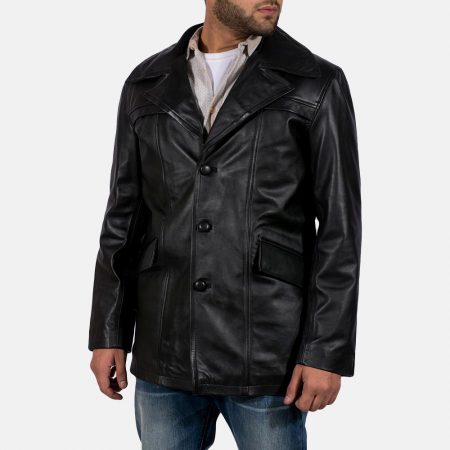 Brawnton Black Leather Coat